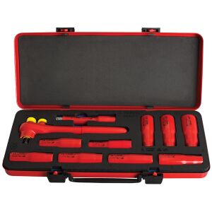 190VDE12P11L Capete chei tubulare lungi 1/2'' izolate la 1000 V in cutie metalica, DIM 10 - 24 / 11 piese - 625166 145677438 - Seturi scule
