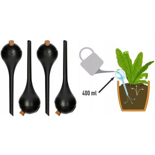 Öntözőgolyók növényekhez, cserepes dugókkal, 4 db, fekete 145677615