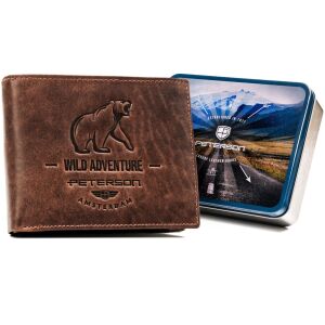 Nagyméretű férfi bőr pénztárca dekoratív dombornyomással - Peterson 145684467 - Férfi pénztárca