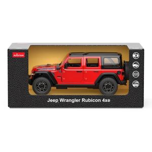 Jeep Wrangler Rubicon 4XE modellautó, piros, 1:32 méretarányú, öntött autó