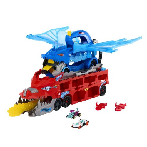 Hot Wheels Dual Dragon Ultimate szállító autókkal, sárkány design - Autó és jármű