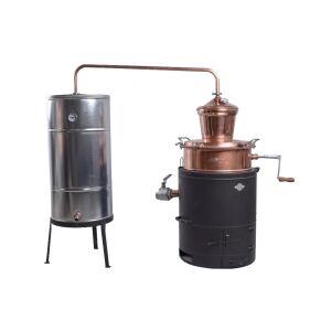 DES pálinkafőző 100 L keverővel, leeresztőcsappal, bilincses, horganyzott. spirálcsöves 200L hűtővel 145705470 - Pálinkafőző