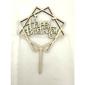 "Happy Birthday" Csillagformájú Lézervágott Fa Tábla 145707618 - Fa felirat & dekorációs elem