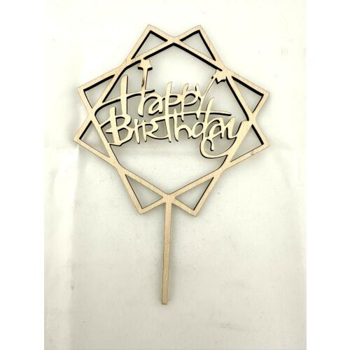 "Happy Birthday" Csillagformájú Lézervágott Fa Tábla 145707618