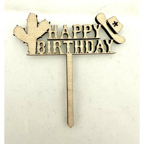 "Happy Birthday" Vadnyugati Stílusú Lézervágott Fa Tábla 145707679