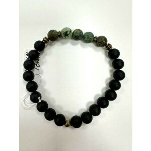 Afrikai türkiz és ónix férfi karkötő – 20 cm 145707742 - Férfi karkötő