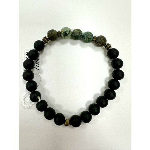 Afrikai türkiz és ónix férfi karkötő – 20 cm 145707742