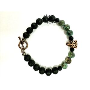 „Vadászösztön” – afrikai türkiz és lávakő férfi karkötő 145707787 - Férfi karkötő