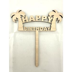 "Happy Birthday" Trópusi Stílusú Lézervágott Fa Tábla 145707804 - Fa felirat & dekorációs elem