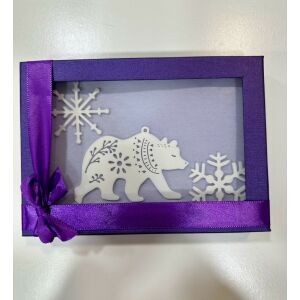 Téli Medve – Lila 3D Karácsonyi Ajándékdoboz 145707806 - Művészet & Hobbi