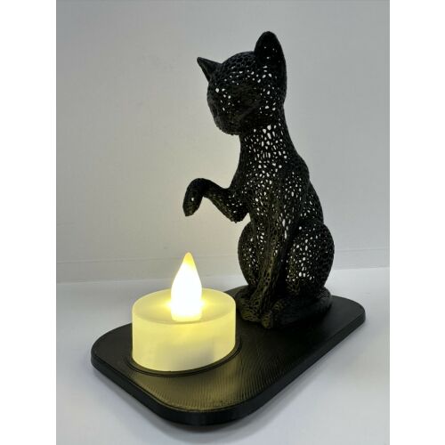 Fekete cicás mécsestartó 145707884