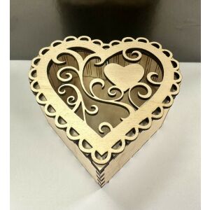 Szív alakú lézervágott fa díszdoboz – A tökéletes ajándék minden alkalomra 145708062 - Művészet & Hobbi