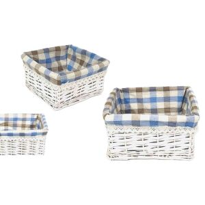 Fonott Kosár Anyaggal Bélelt Fehér 68-902/S - 20*20*H11cm 145708163 - Tárolódoboz & kosár