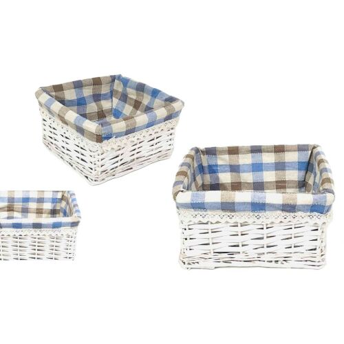 Fonott Kosár Anyaggal Bélelt Fehér 68-902/S - 20*20*H11cm 145708163