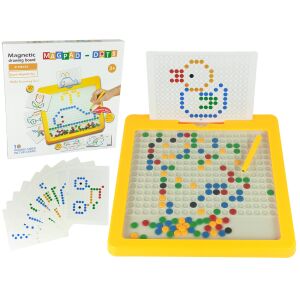 Tabla Magnetică cu 100 de Mărgele Colorate și Stilou Magnetic - Galben 145713667 - Table de scris si desenat
