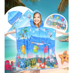 Poncho microfibră pentru copii cu glugă, 60 x 90 cm 145714616 - Baie și îngrijire pentru bebeluși