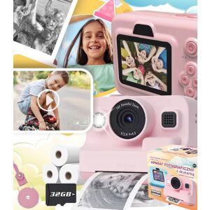 Camera foto pentru copii G881 cu imprimantă și jocuri, roz 145715037 - Jocuri interactive pentru copii