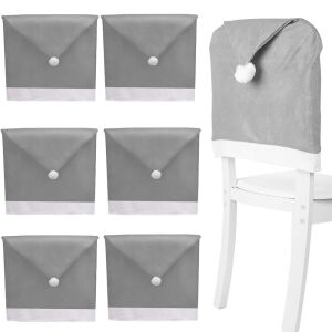 Husă scaun cu design căciulă de Moș Crăciun, set de 6 bucăți, gri 145720810 - Decorațiuni de Crăciun