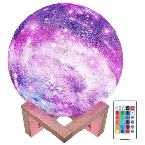 Lampă de noapte 3D RGB Luna cu telecomandă, 20 moduri de iluminare, diametru 15 cm 145723907 - Lampi de veghe si proiectoare