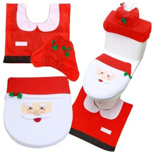 Set de Baie Crăciunesc: Capac WC și Covoraș cu Motiv Moș Crăciun 145724252 - Decorațiuni de Crăciun