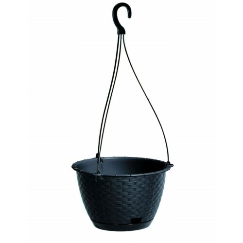 Antracit műanyag erkélyfüggő virágcserép 21,7x14,2 cm Ratolla 145730173