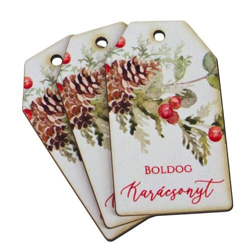 Nyomtatott dekorkarton - Boldog karácsonyt piros-zöld táblák 3db/cs 145734099 - Dekorációs kellék