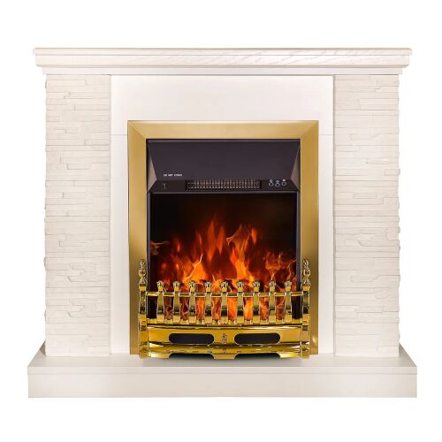 Elektromos kandalló Rock Ivory & Galileo Gold, Art Flame, 903x980x300 mm, 2000 W, Termosztát, 5 fokozatú lángintenzitás, Időzítő 145735592