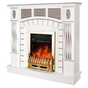 Semineu Electric Amsterdam White & Galileo Gold 145736230 - Șeminee electrice, Dezumidificatoare, Radiatoare electrice, Panouri radiante și Șeminee pe lemne