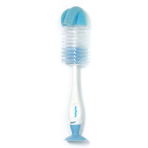 BabyOno bottle brush with sponge and suction cup, blue - Babies & Toddler