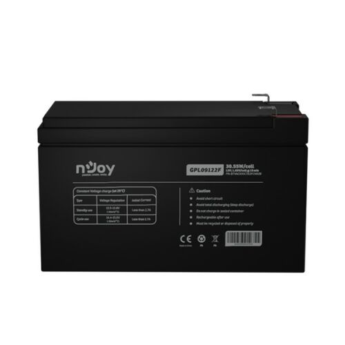 NJOY Szünetmentes akkumulátor - GPL09122F (12V/9Ah, Long-life, T2/F2, zárt, gondozás mentes, AGM) 145748899