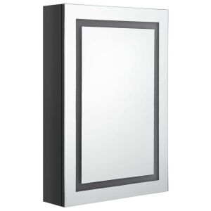 fényes fekete LED-es tükrös fürdőszobaszekrény 50 x 13 x 70 cm 145758813 - Bútor