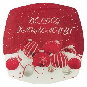Boldog karácsonyt üveg tányér - 25x25 cm 145768659 - Tányér