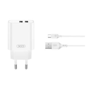 XO CE34 Hálózati töltő szett 2*USB-A 2,4A + USB-C kábellel 145775275 - XO
