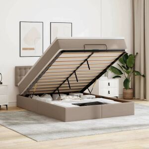 cappuccino műbőr ottomán ágy matracokkal &amp; LED-ek 140x200cm