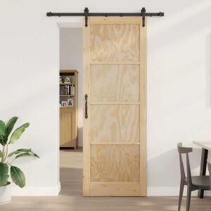 Csúszó ajtó ORKDAL Barna 83 x 232 cm Tömör fenyőfa 145795979 - Építkezés & Felújítás