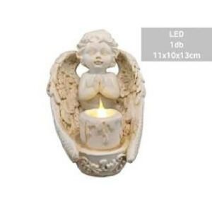 Family angyalkás mécsestartó ledes 11x10x13cm 145809485 - Mécsestartó