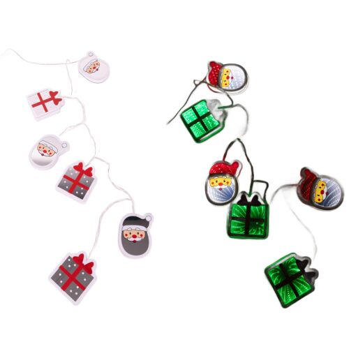 Világító Led füzér mikulás fej+ajándék 105cm 145812602