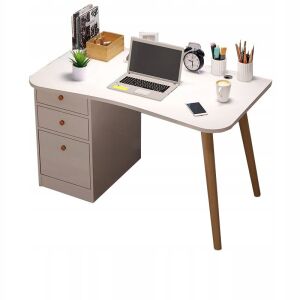 Birou de calculator în stil scandinav de 100 cm cu sertare și picioare din lemn - Mobilier de birou