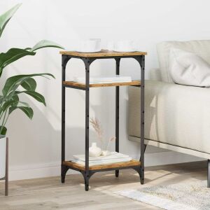 vidaXL Oldal asztal polcokkal Régi fa 40 x 30 x 75 cm Faanyag