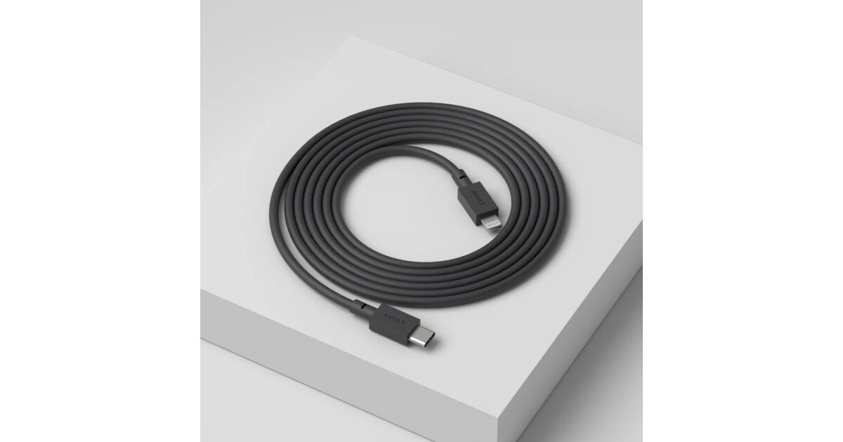 Adat- és gyors töltőkábel USB-C/Lightning Apple AVOLT, gyorstöltés, 60 W, 2 méter, szilikon anyag, minimalista design, fekete 145822616