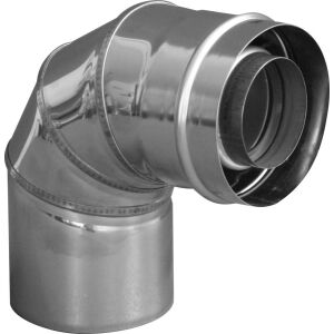 87°-os levegő-kipufogó könyök DN60/100 ezüst 145829374 - Kandalló & Kályha kiegészítő