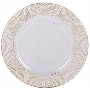 Fehér, foltos arany szegéllyel ellátott alsó tányér, 33 cm, műanyag 145829872 - Tányér