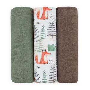 Bambusz muszlin 3db-os pelenka 68 x 68 cm - Moussy Forest Fox 145870803 - Textil pelenka