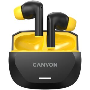 Canyon HEXAGON 7 Bluetooth Fejhallgató Headset Töltőtokban - Fekete / Sárga (CNS-TWS7BY)