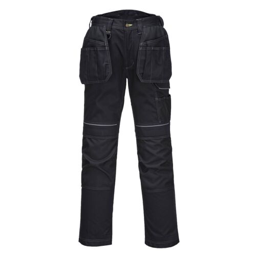 T602 Urban Work Holster nadrág, fekete munkásnadrág holster zsebekkel, elölnézet - Munkásnadrág
