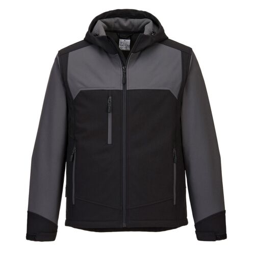 KX362 Portwest KX3 Kapucnis Softshell Dzseki - Fekete és Szürke - Munkakabát
