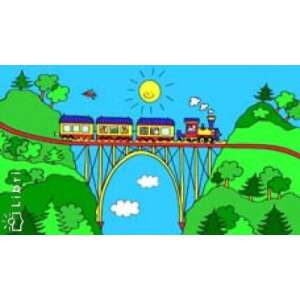 Kisvonat a Mohavölgyben diafilm, ilustrație a unui tren pe un pod - Filme diapozitive