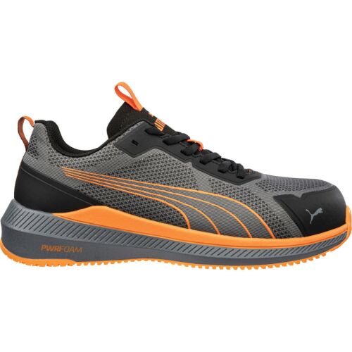 Puma Slide szürke/narancssárga S1PS ESD FO HRO SR munkavédelmi cipő, oldalnézet - Puma