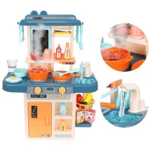 Gyerekkonyha, hangeffektek, gőz, fények, 42 kiegészítő, vízkör csappal, 63x45x22 cm
