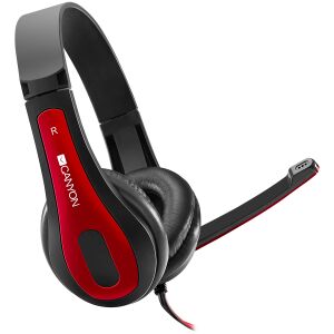 CANYON PC-Headset HSC-1 PC-Mikrofon Flach 2m Schwarz Rot 145896028 - Technische Artikel & Elektronik
